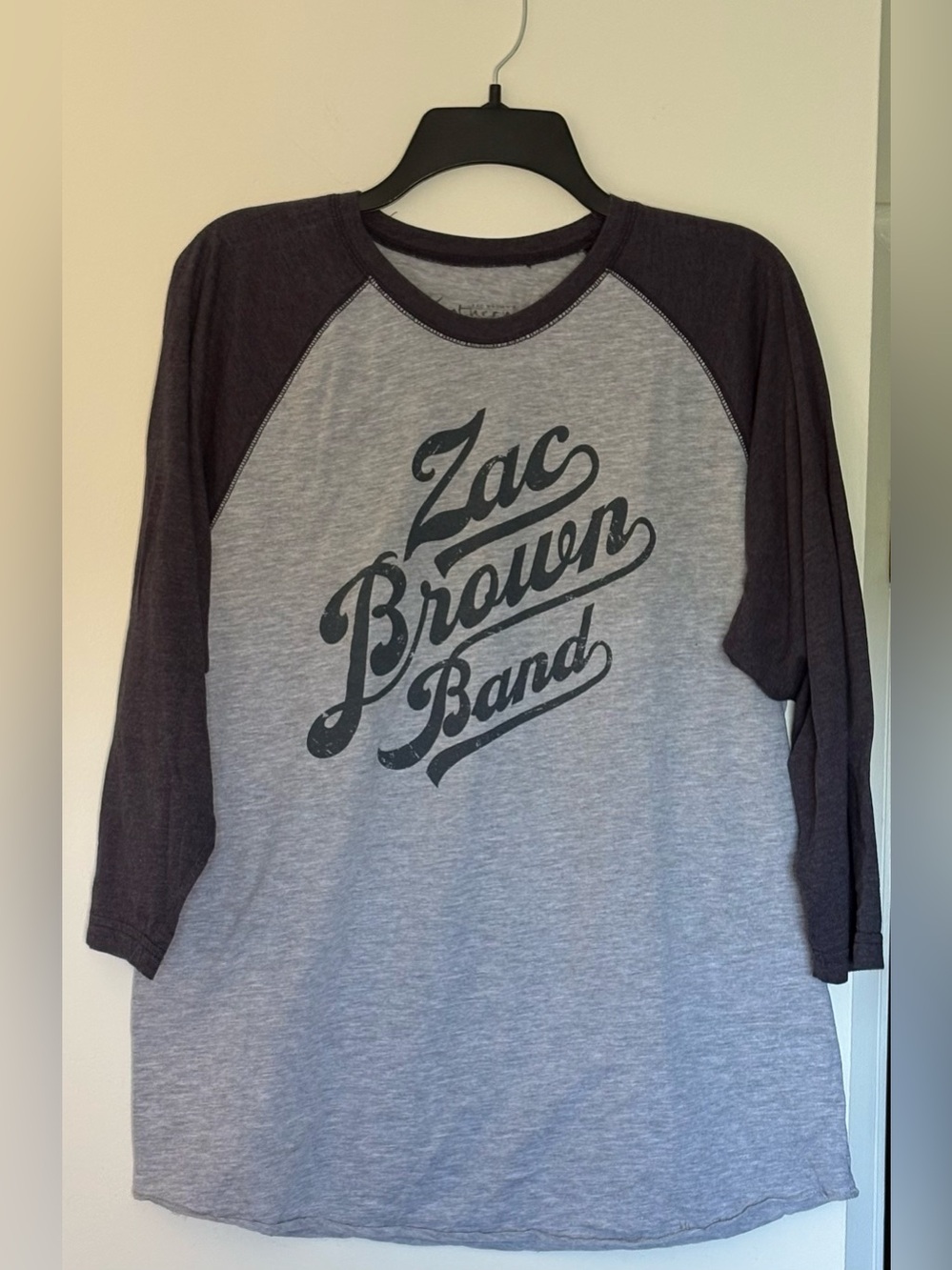 Zac Brown Band 2016 Concert Tour Shirt Raglan Baseball Graphic Tee Gray Black